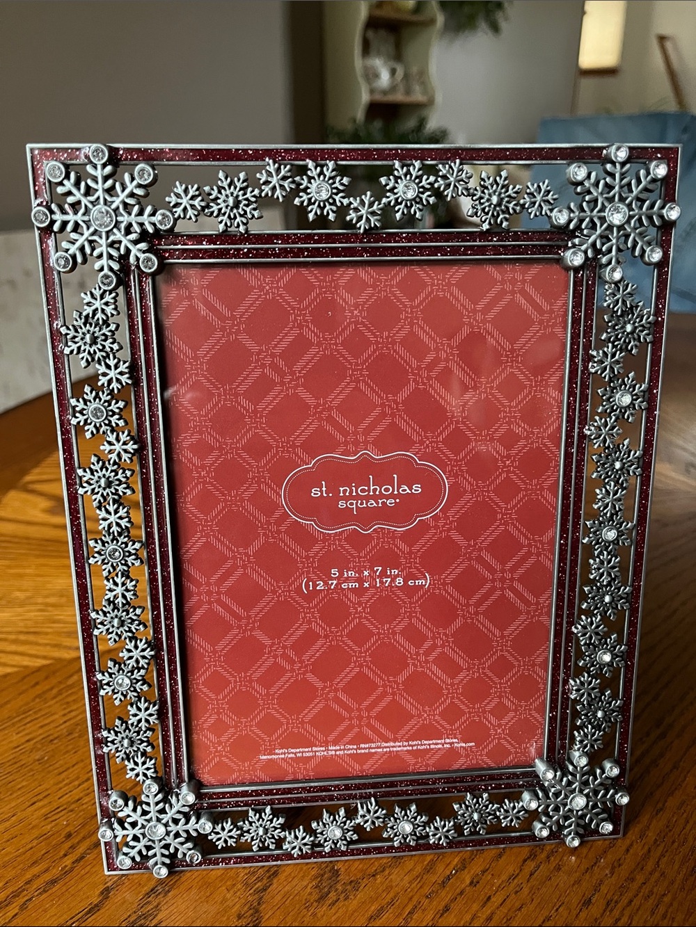 St. Nicholas Square 5x7” Silver Snowflake Metal Frame